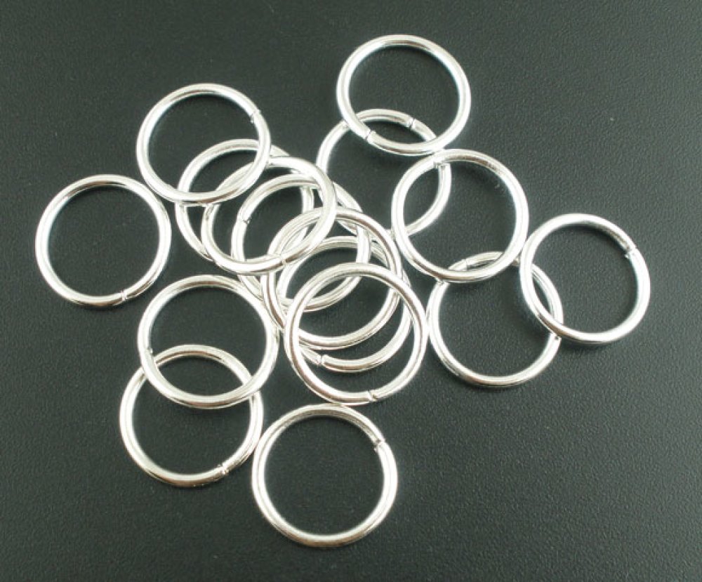 100 Tykke åpne koblingsringer 16 mm sølv