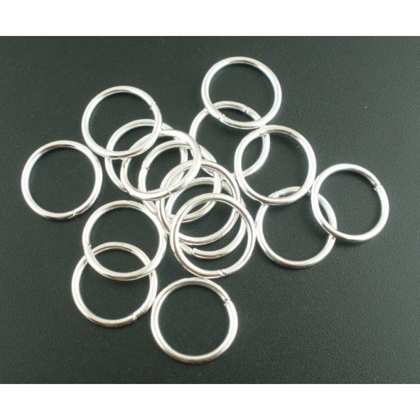 100 Tykke åpne koblingsringer 16 mm sølv