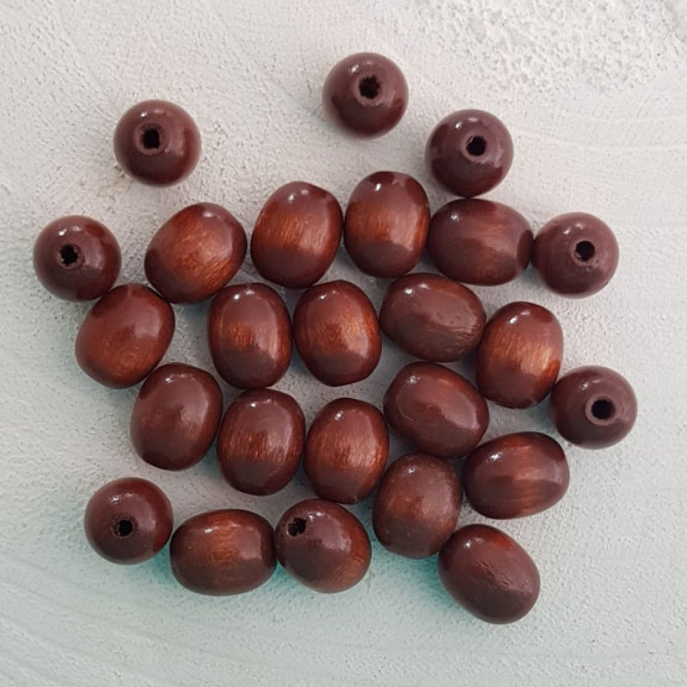 100 Treperler Oval / Oliven 13/10 mm Brun