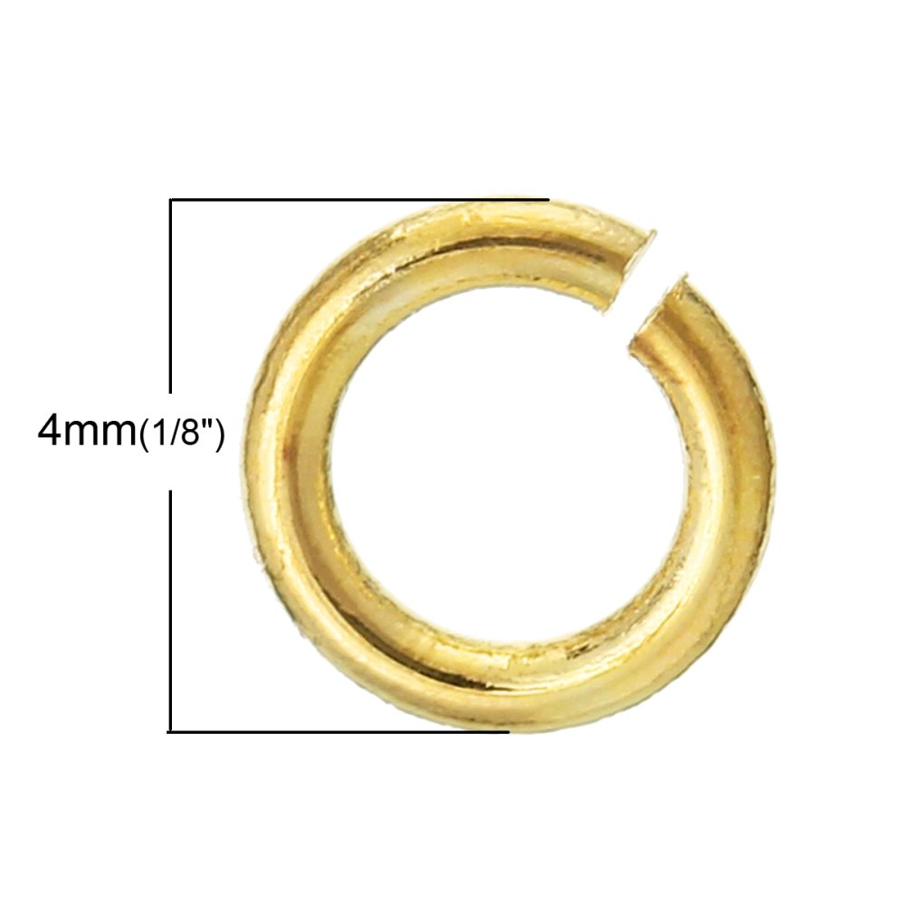 10 åpne koblingsringer 04 mm 18K gullbelagt N°01