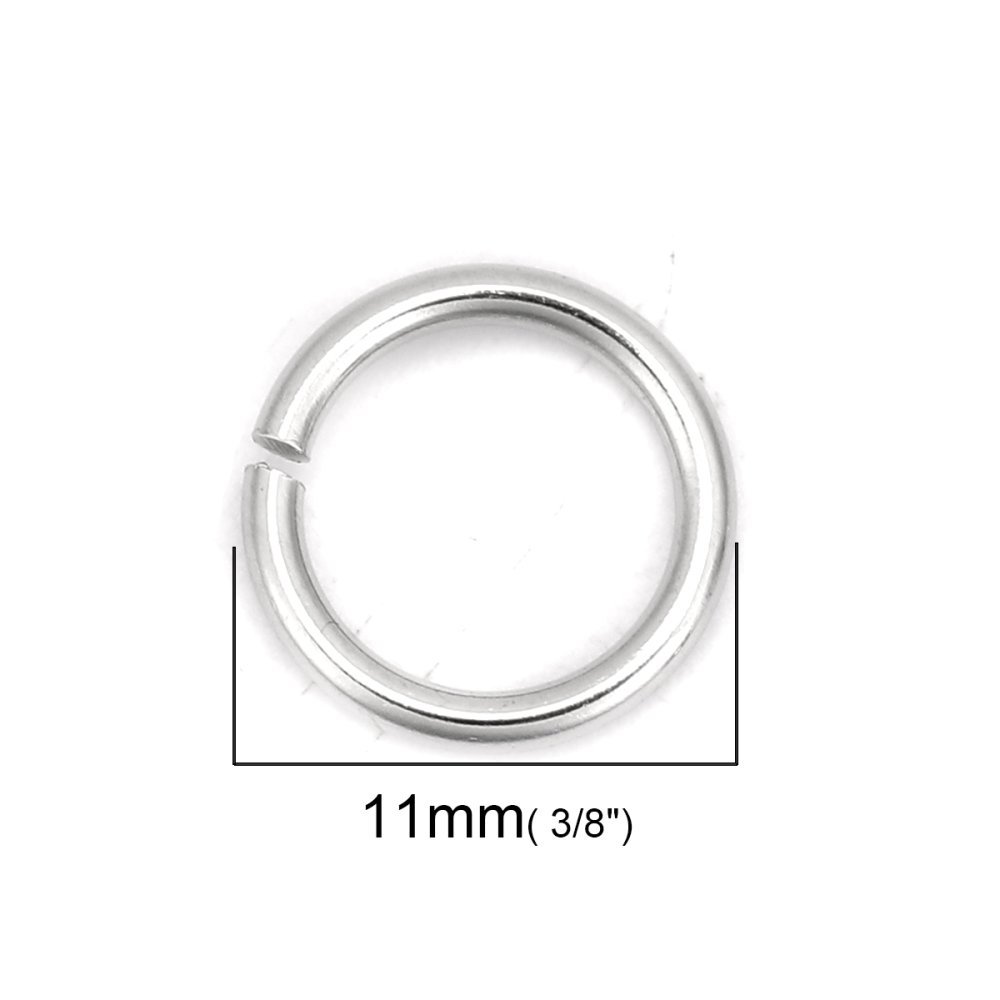 10 Åpne koblingsringer 11 mm Rustfritt