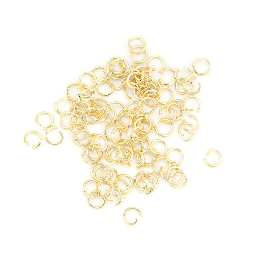 10 Åpne koblingsringer 03 mm Rustfritt stål gullbelagt
