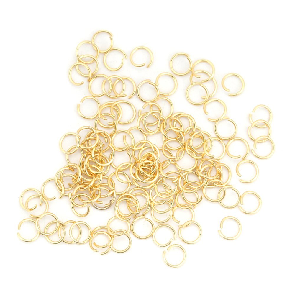 10 Åpne koblingsringer 05 mm Rustfritt stål gullbelagt