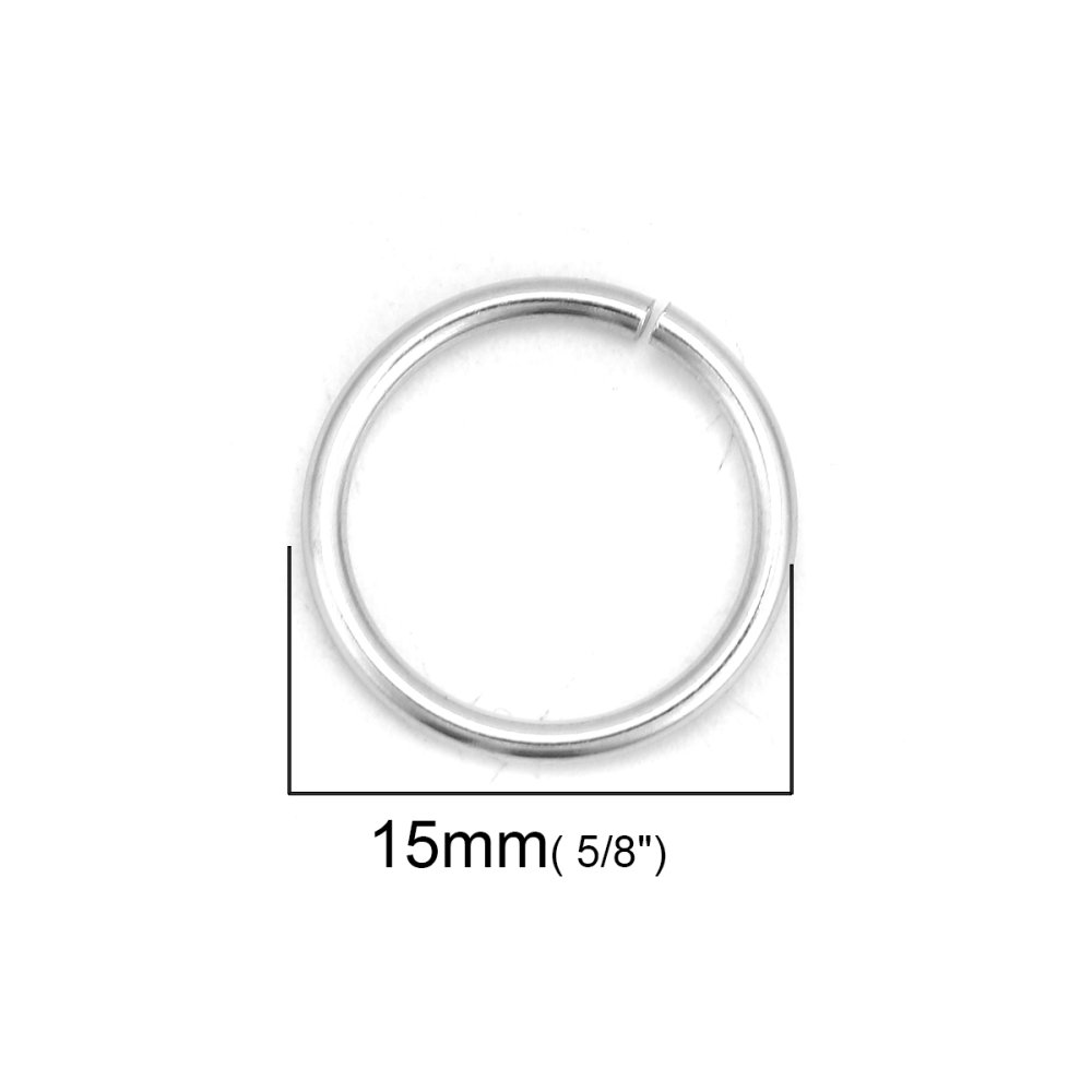 10 åpne koblingsringer 15 mm rustfritt