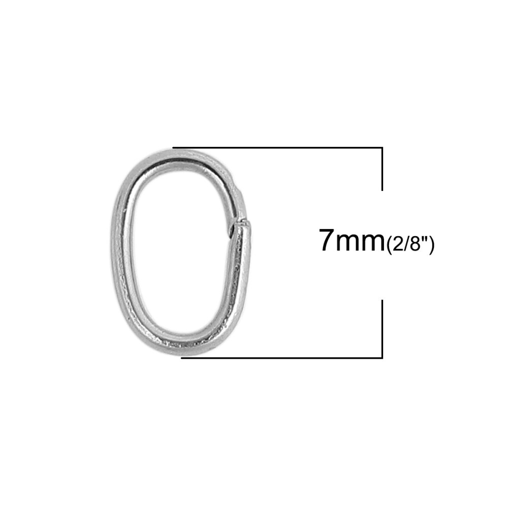 10 Åpne ovale skjøteringer 07 X 4 mm Rustfritt stål