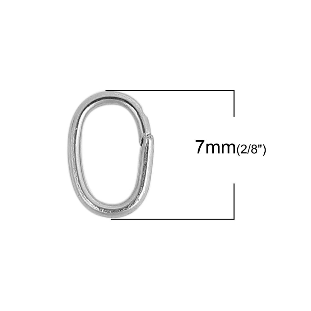 10 Åpne ovale skjøteringer 07 X 4 mm Rustfritt stål