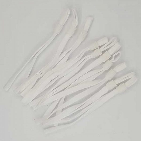 10 Hvite elastiske b&aring;nd med justerbar spenne for feste av masken. N&deg;02.