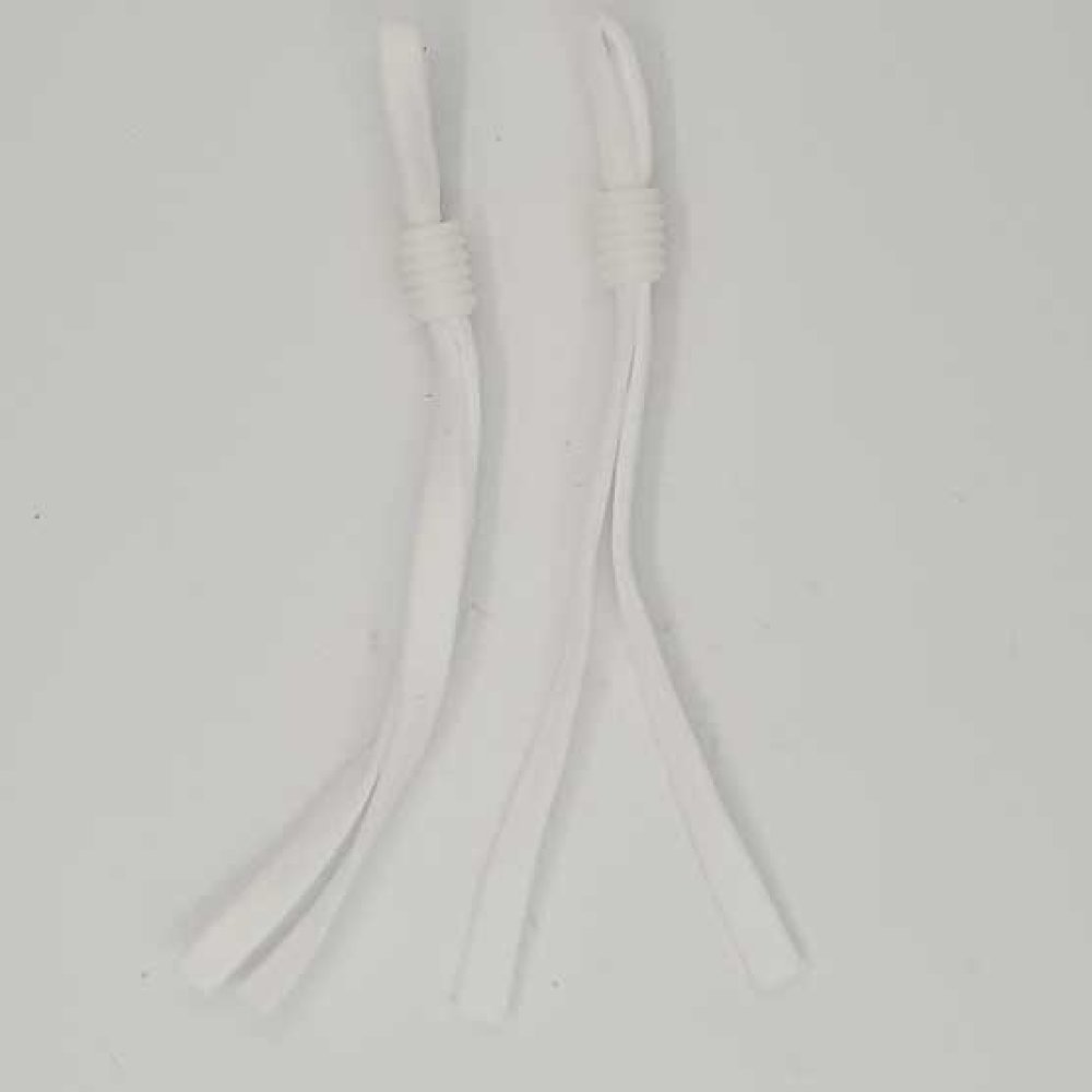 10 Hvite elastiske bånd med justerbar spenne for feste av masken. N°02.