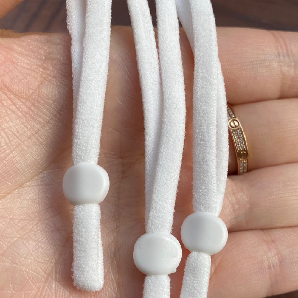 10 hvite elastiske snorbånd med justerbar spenne for maske ...