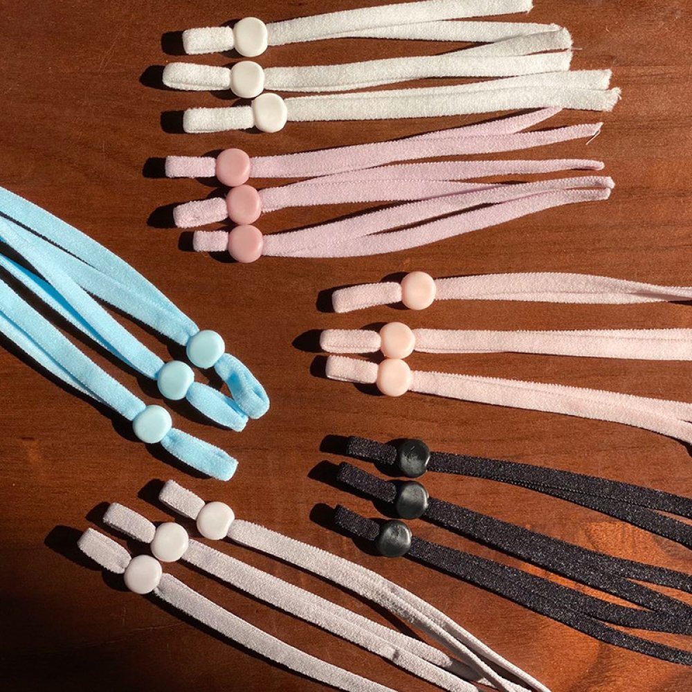 10 hvite elastiske snorbånd med justerbar spenne for maske ...