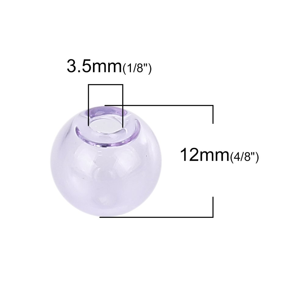 10 glasskuler runde 12mm Lilla til å fylle