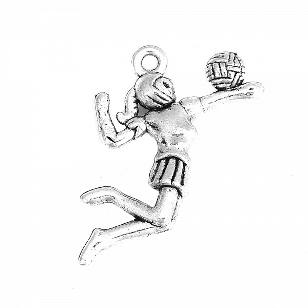 10 Breloques sport volley-ball argent N&deg;01