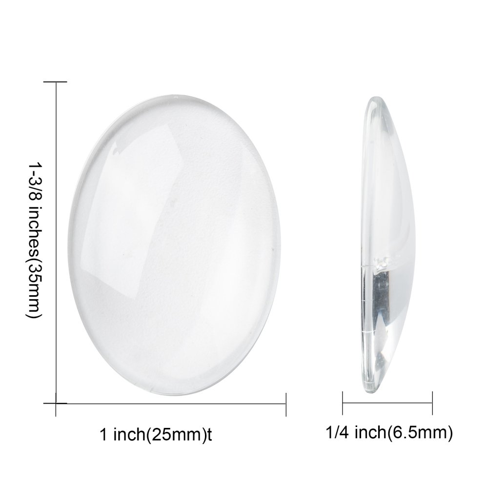 10 ovale cabochoner 25 x 35 mm i klart burrglass N°20