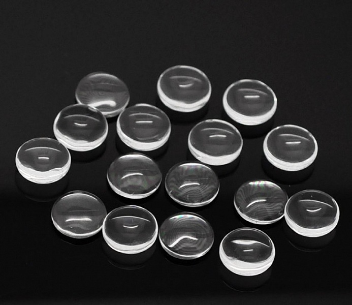 10 Cabochons runde 12 mm i gjennomsiktig burrglass N&deg;03