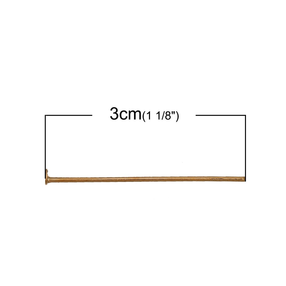 10 spiker 30 mm flatt hode 14K gullbelagt