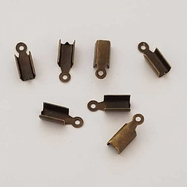 10 Embouts &agrave; coller Serres Cordons Bronze 8 x 4 mm