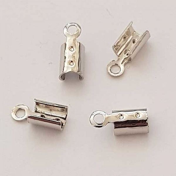 10 Embouts &agrave; coller Serres Cordons Argent Vieilli 4 x 3 mm N&deg;02