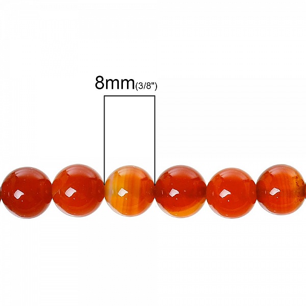 10 Perles Agate ( Chauff&eacute; ) Rond Rouge Orang&eacute; 8 mm Classement B