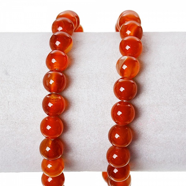 10 Perles Agate ( Chauff&eacute; ) Rond Rouge Orang&eacute; 8 mm Classement B