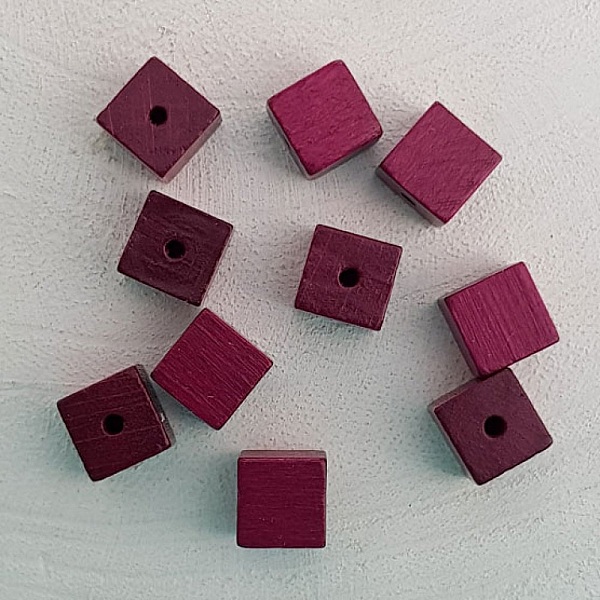 10 treperler kube / firkantet 10 mm Bordeaux