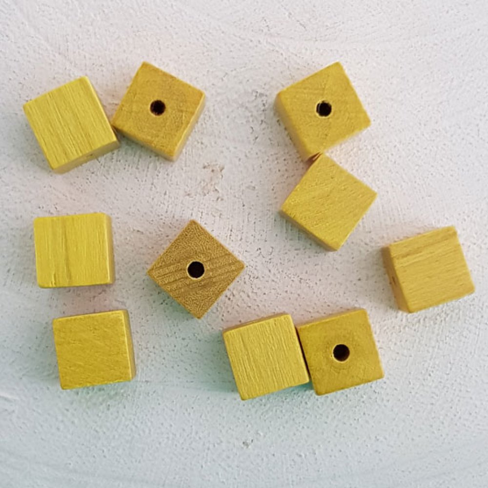 10 Treperler kube / firkant 10 mm Gul