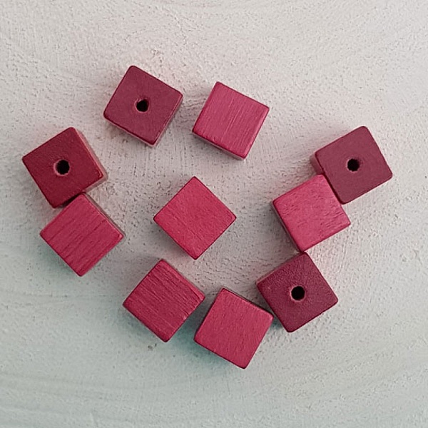 10 treperler kube / firkantet 10 mm gammelrosa