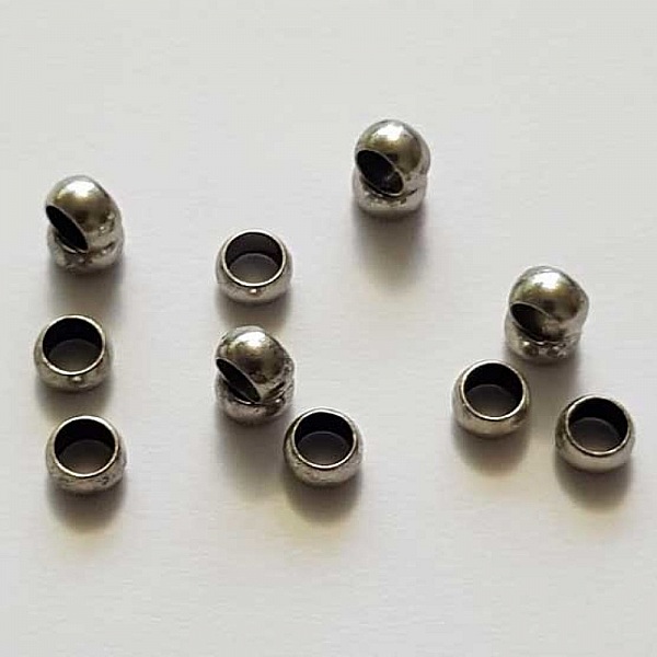 10 Perles &agrave; &eacute;craser de 2 mm argent vieilli