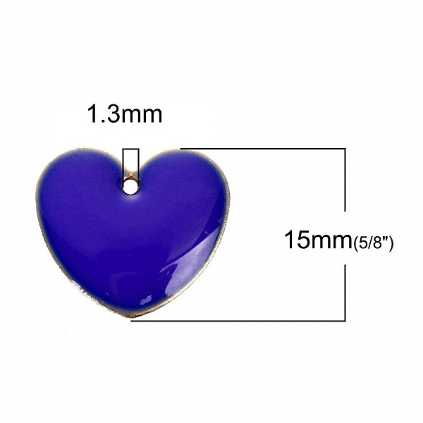 10 dobbeltsidige emaljerte s&oslash;lv paljetter hjerte N&deg;02