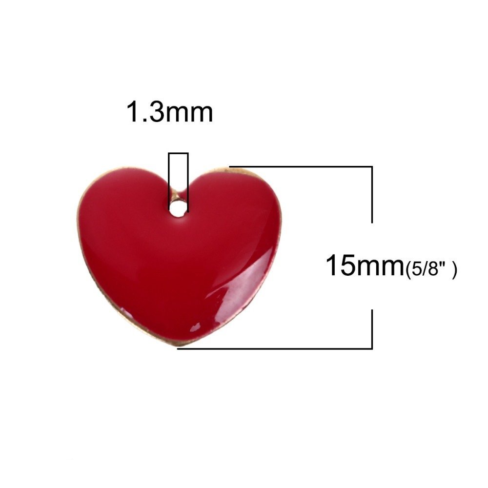 10 dobbeltsidige emaljerte sølv paljetter hjerte N°03
