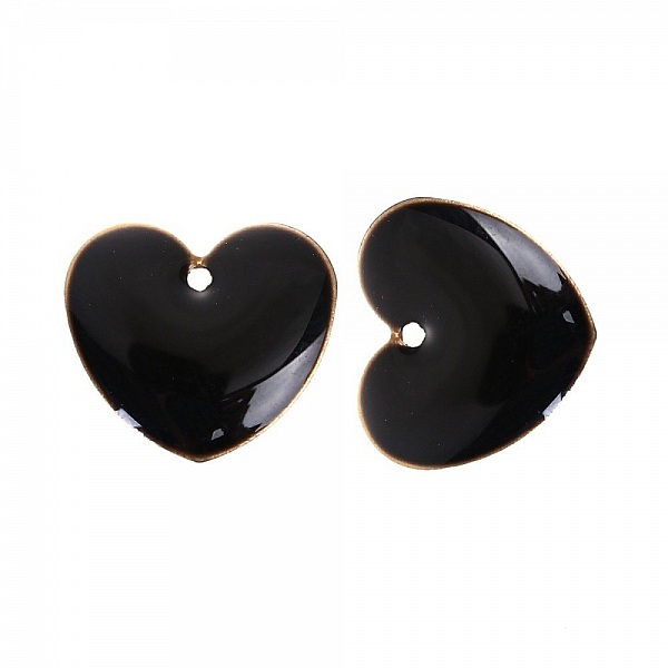 10 dobbeltsidige emaljerte s&oslash;lv paljetter hjerte N&deg;06