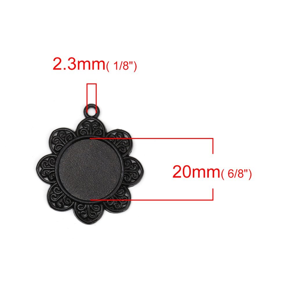 10 x 20mm Sorte cabochonholdere, cabochon anheng 8500