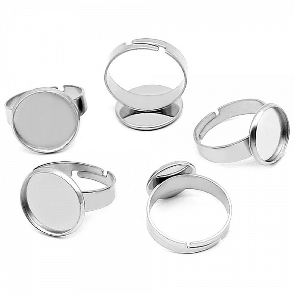 10 cabochonholdere ring 12 mm S&oslash;lv N&deg;04