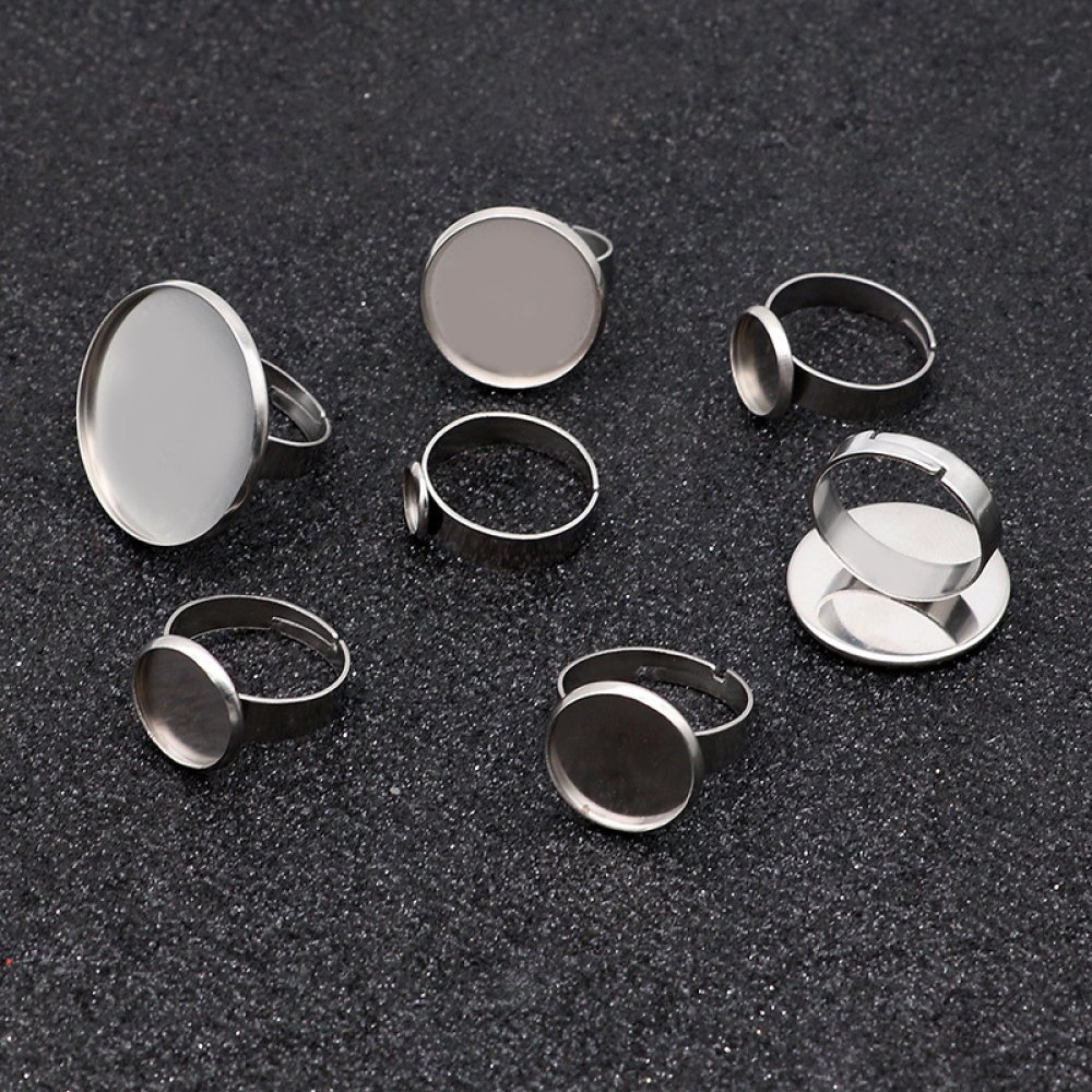 10 cabochonholdere ring 12 mm Sølv N°04