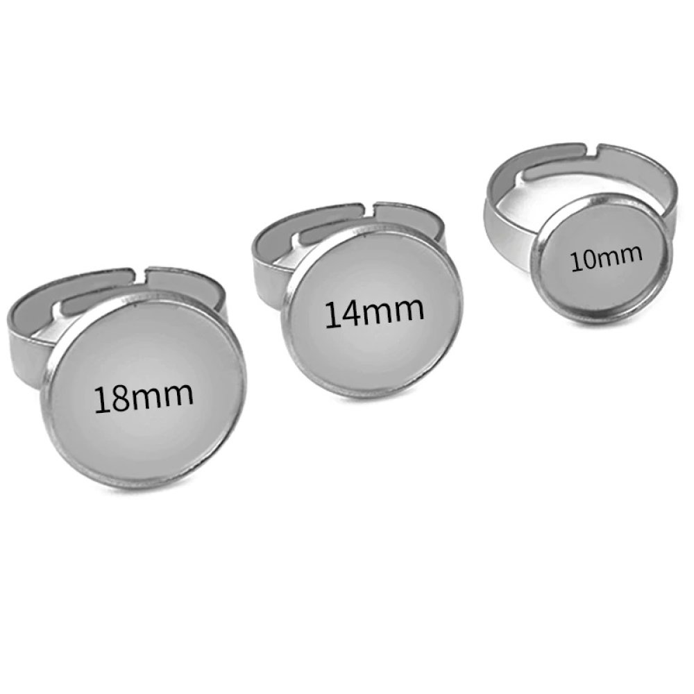 10 x 20 mm ring cabochonholdere Sølv N°04