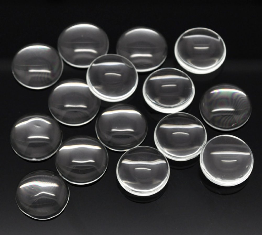 15 Cabochons Runde 10 mm i klart burrglass N°02