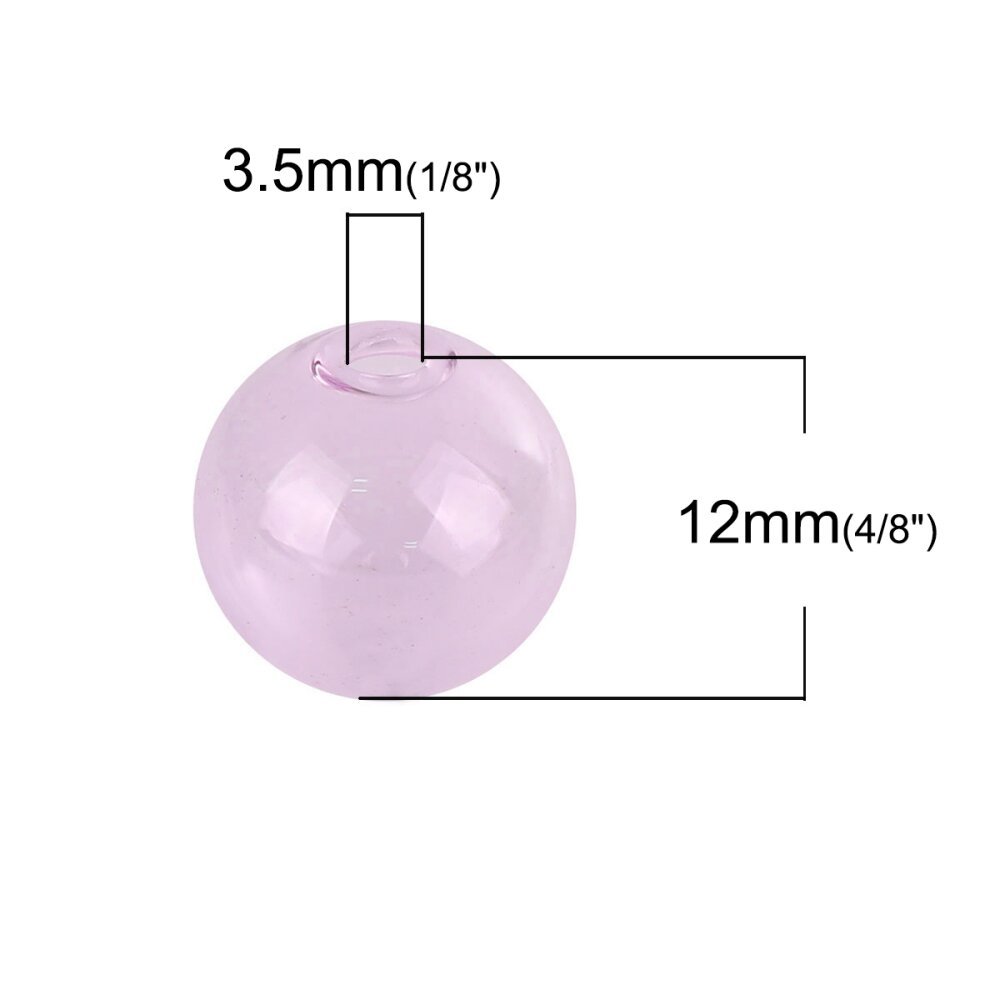 1 Rund glasskule for å fylle 12mm Rosa
