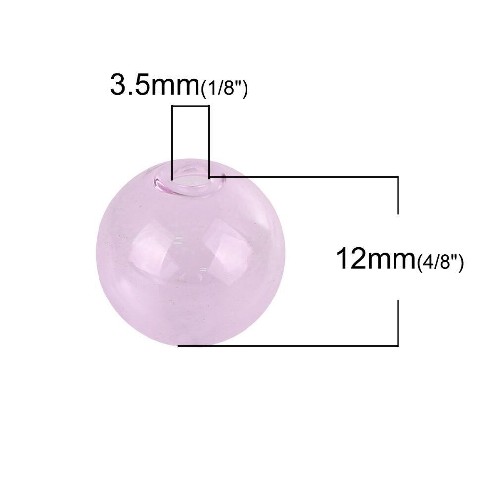 1 Rund glasskule for å fylle 12mm Rosa