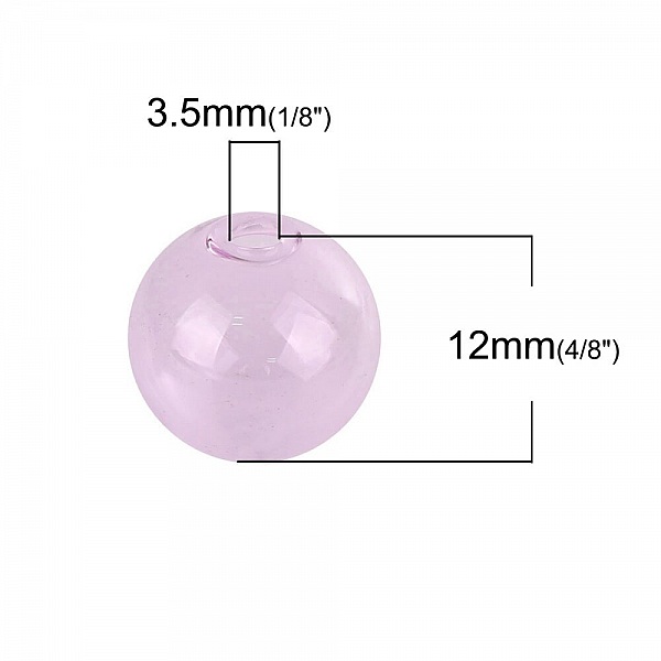 1 Rund glasskule for &aring; fylle 12mm Rosa