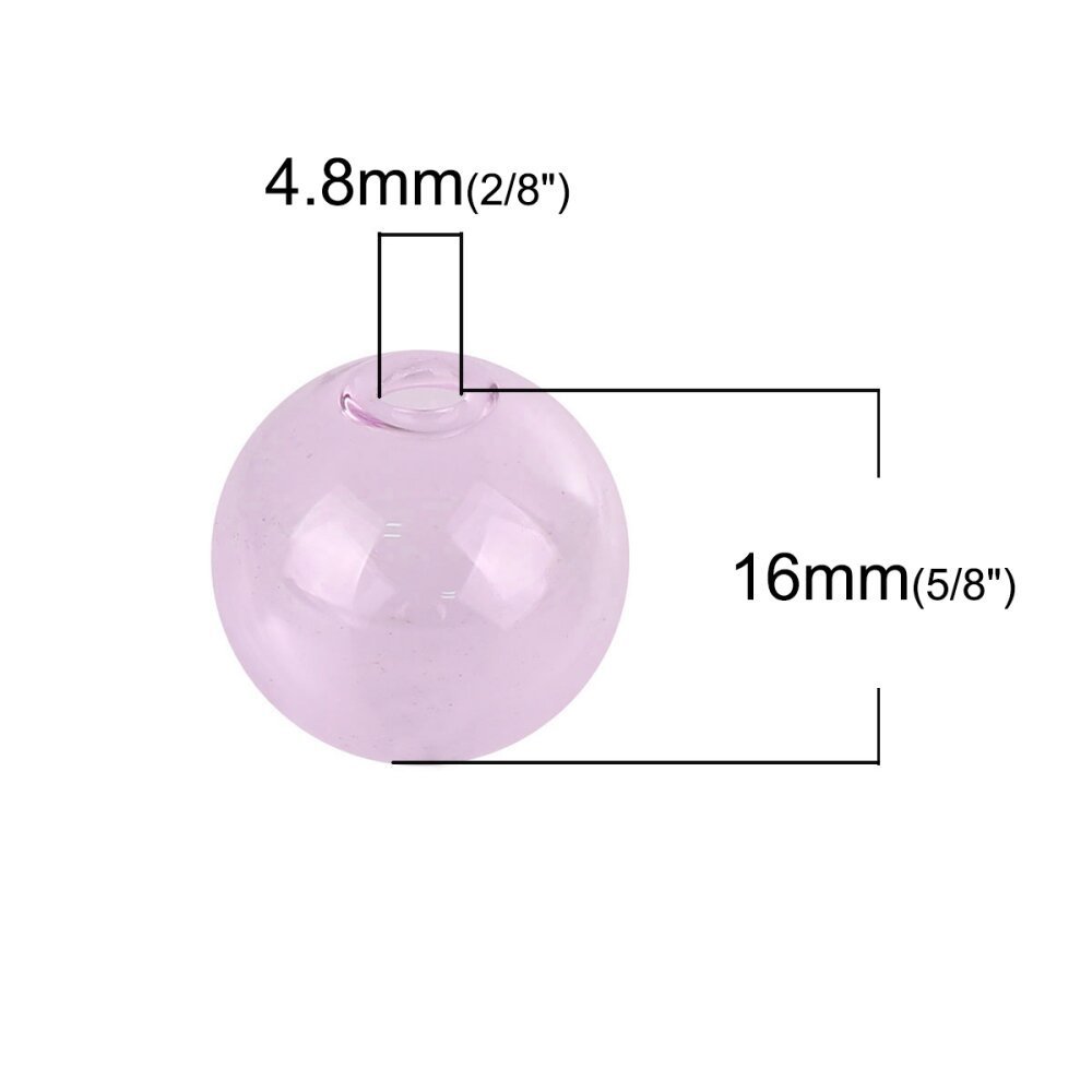 1 x 16 mm rund glasskule Rosa til fylling