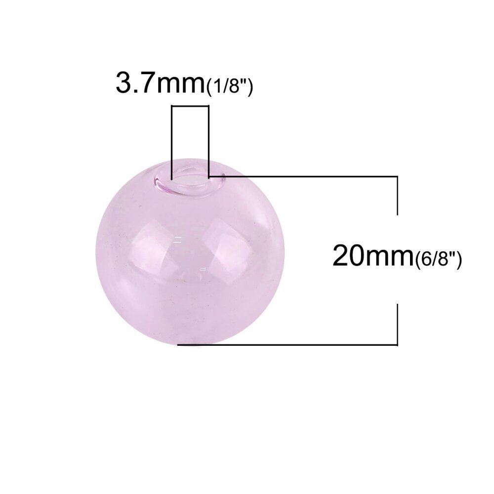 1 x 20mm rund glasskule rosa for å fylle