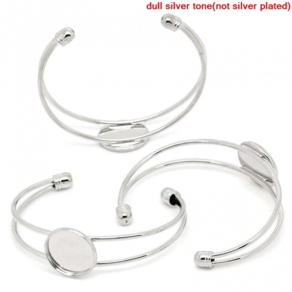 1 Armbåndstøtte rund cabochon + 1 glass cabochon 18 mm N°01
