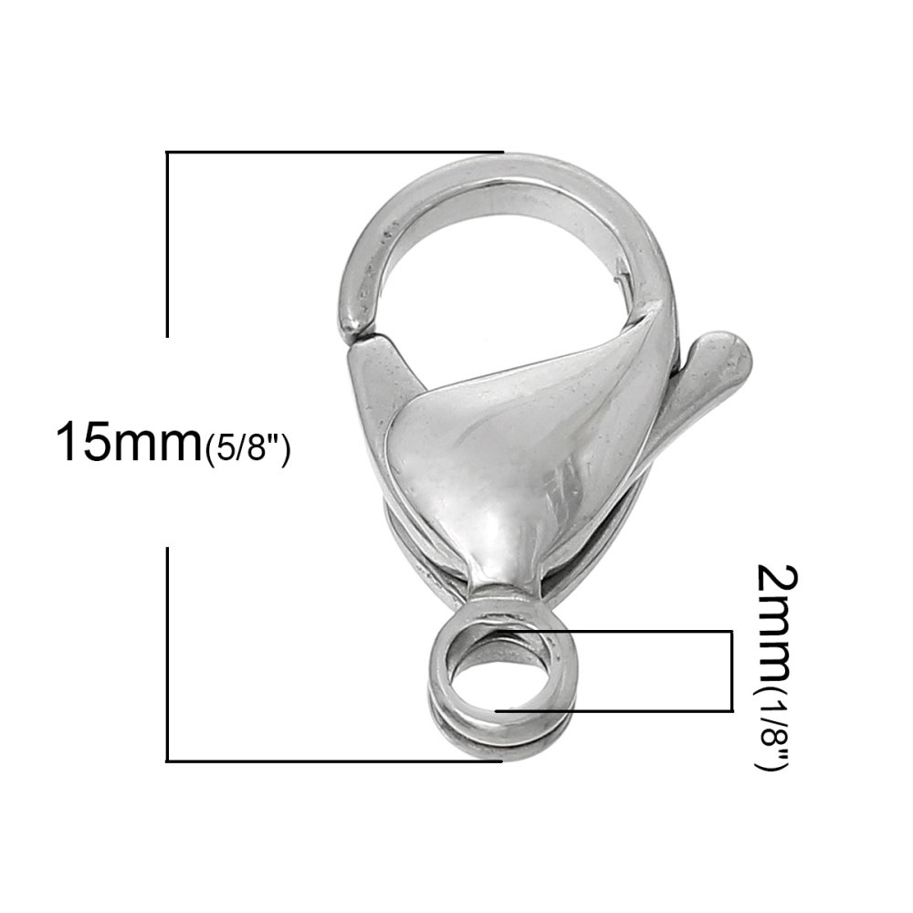 1 karabinkrok i rustfritt stål 15 x 9 mm