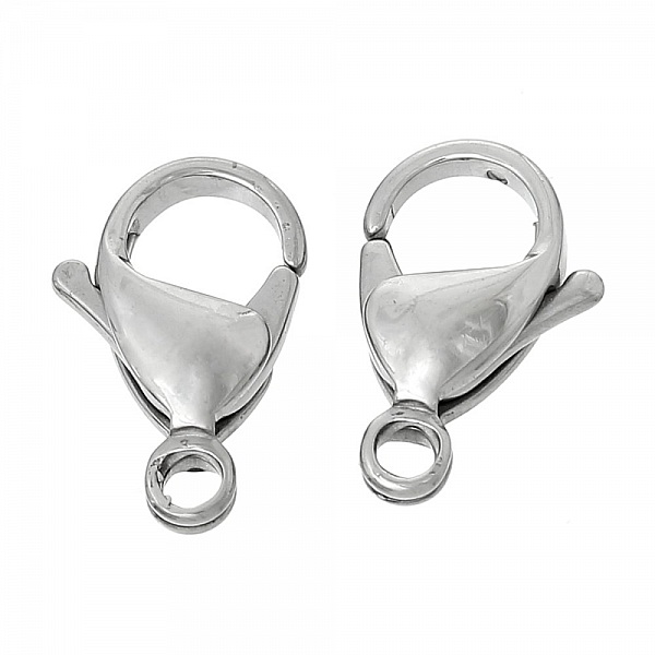 1 karabinkrok i rustfritt st&aring;l 15 x 9 mm