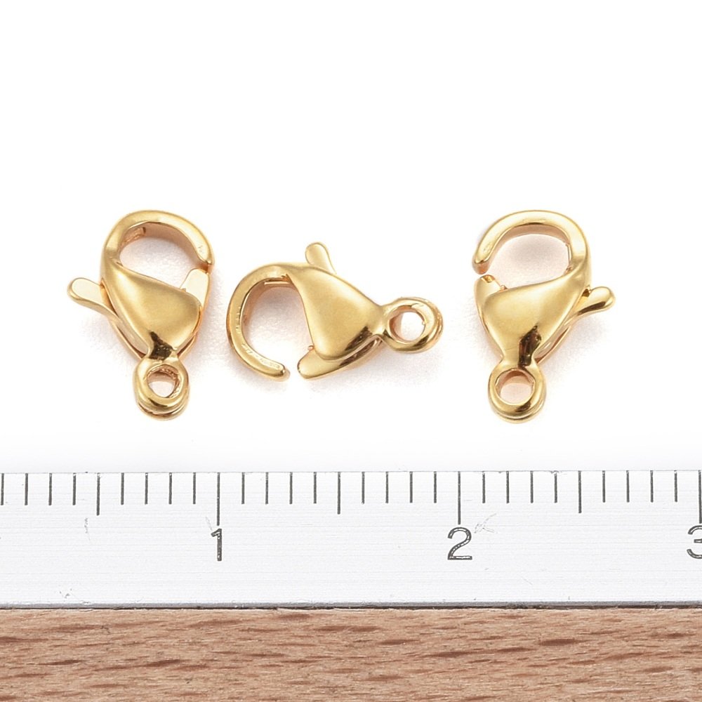 1 rustfritt stål lås 24K gullbelagt hummerlås 9 x 6 mm gull