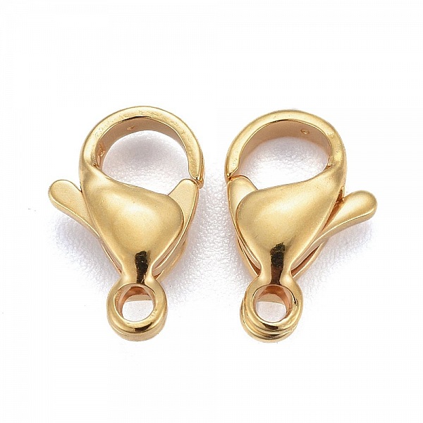 1 Fermoir Acier Inoxydable Plaqu&eacute; Or 24K Mousqueton 11 x 7 mm Dor&eacute;