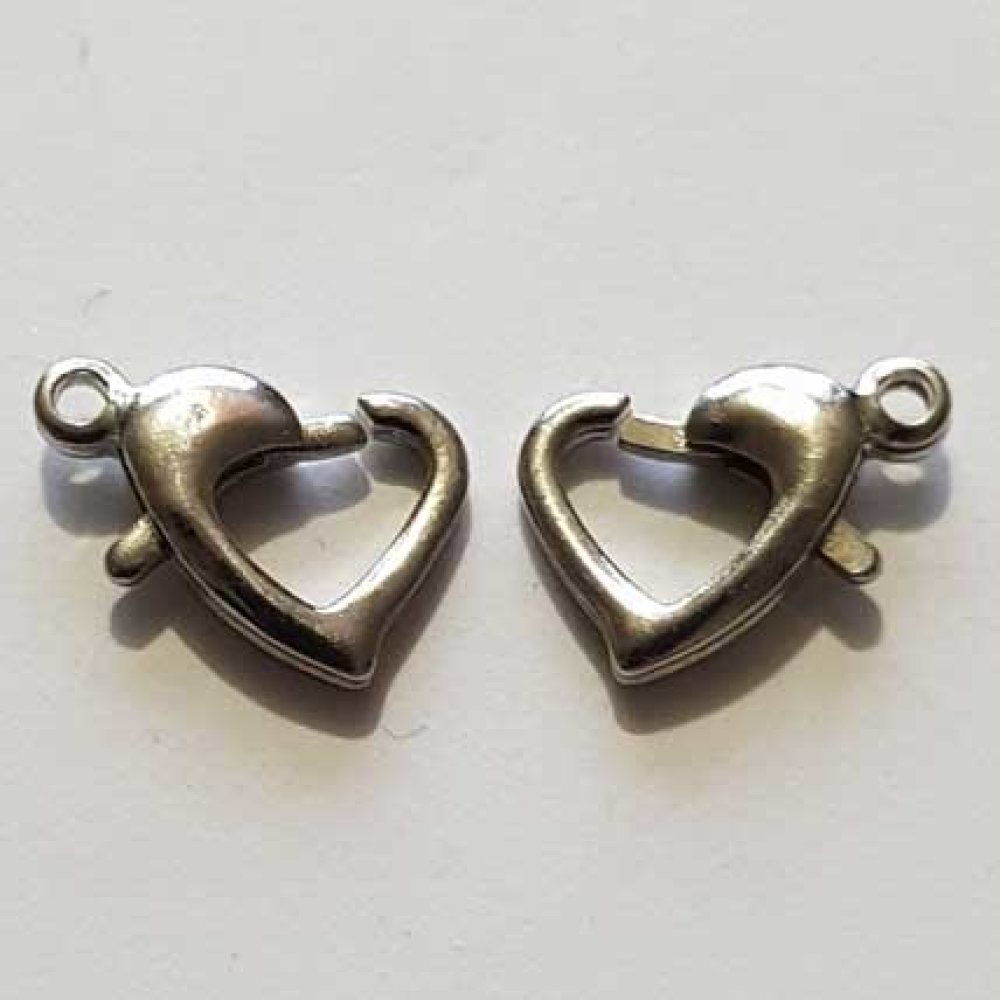 1 Hjertelås 13 mm Silver Aged