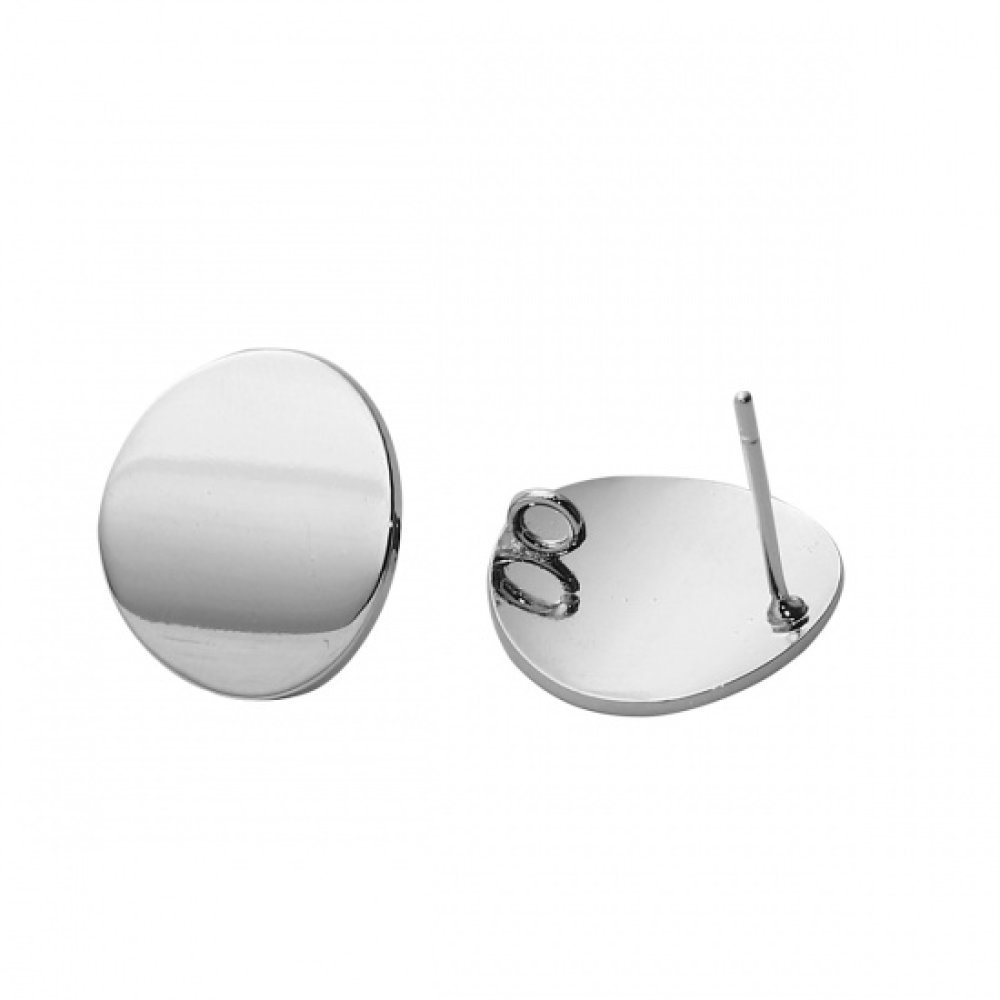 1 par 16mm platina belagt runde chip øreringer