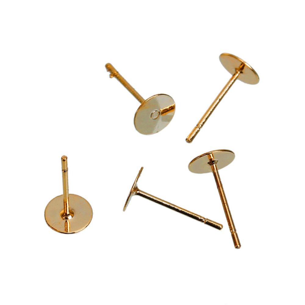 1 Par 6 mm runde chip øredobber 14K gullbelagt N°01