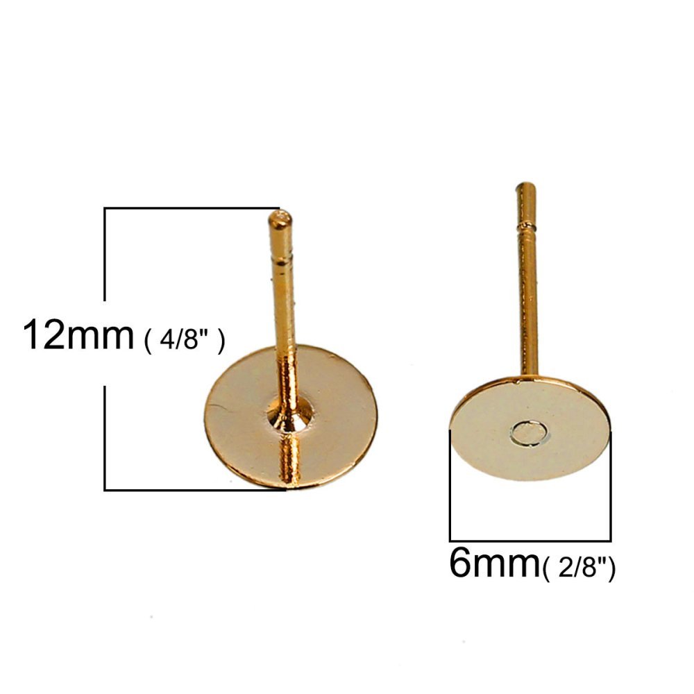 1 Par 6 mm runde chip øredobber 14K gullbelagt N°01