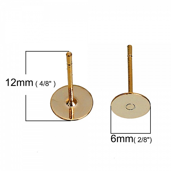 1 Par 6 mm runde chip &oslash;redobber 14K gullbelagt N&deg;01